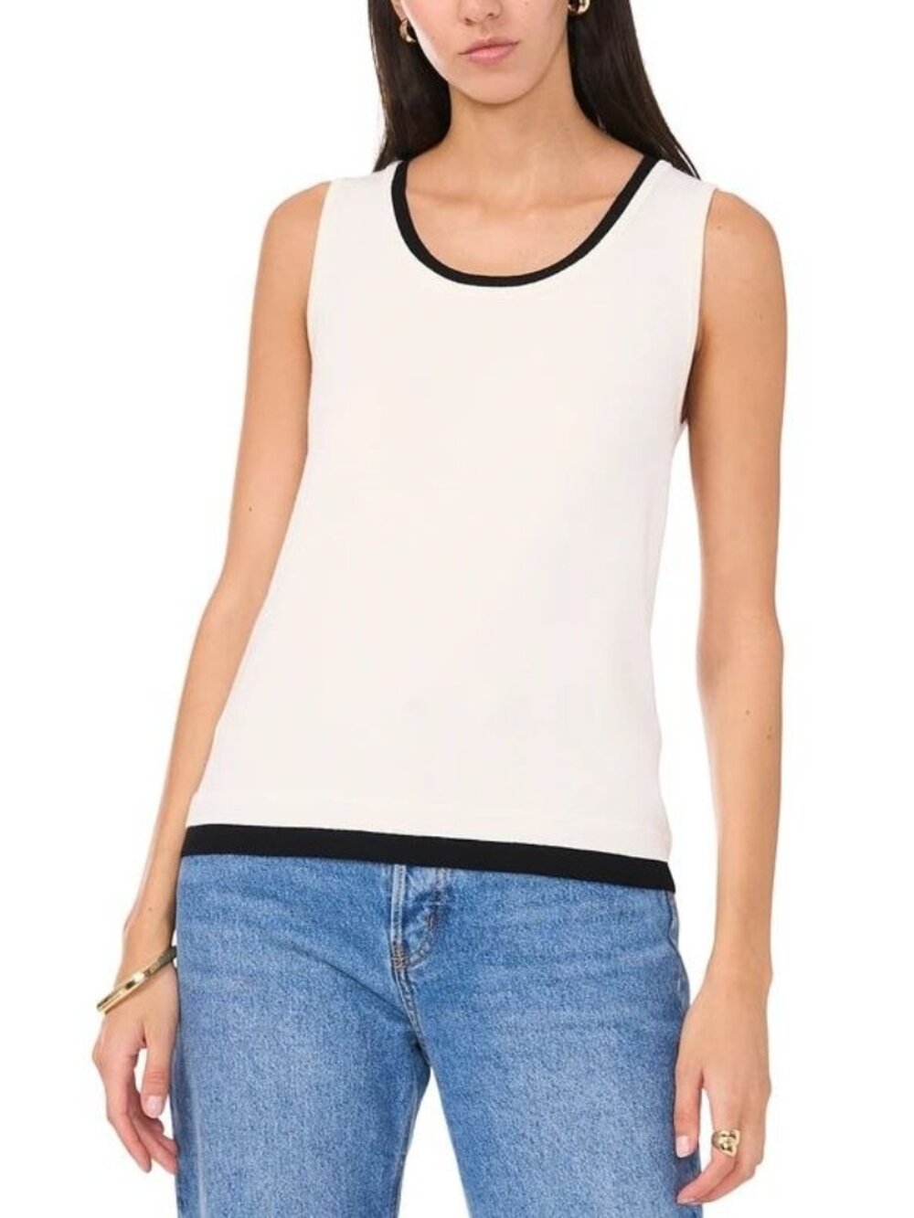$69 Vince Camuto Vince Camuto Women's Contrast-Trim Sleeveless Sweater Size XL